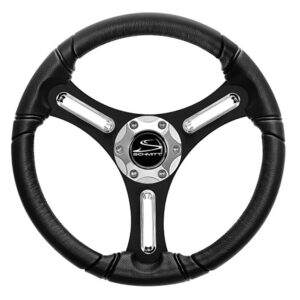 Schmitt Marine Torcello 14" Wheel - 03 Series - Polyurethane Wheel w/Chrome Spoke Inserts & Cap - Black Brushed Spokes - 3/4" - Retail Packaging 6 103982XL