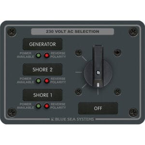 Blue Sea 8358 AC Rotary Switch Panel 30 Ampere 3 Positions + OFF, 2 Pole 7 20802XL