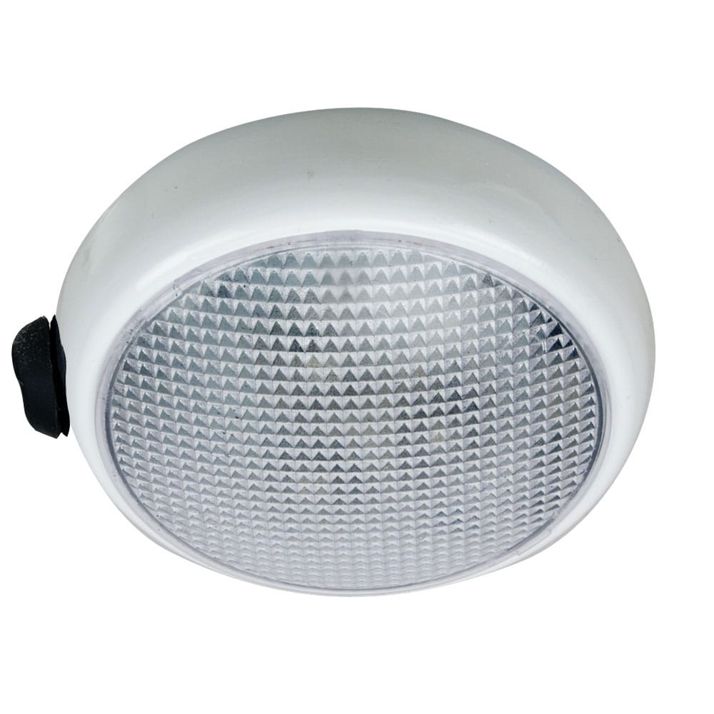 Perko Round Surface Mount LED Dome Light - White Powder Coat - w/ Switch 6 34444XL