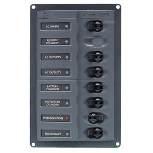 BEP AC Circuit Breaker Panel w/o Meters, 6 Way w/Double Pole Mains 7 59006XL