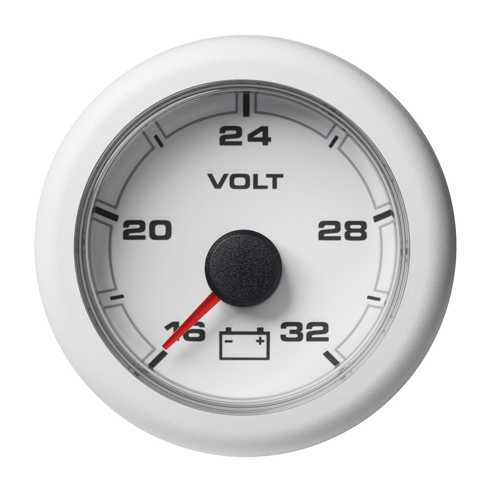 Veratron 52MM (2-1/16") OceanLink Battery Voltage Gauge - 16 to 32V - White Dial & Bezel 6 76264XL