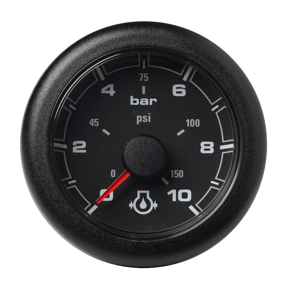Veratron 52MM (2-1/16") OceanLink Engine Oil Pressure Gauge -10 Bar/150 PSI - Black Dial & Bezel 6 76329XL