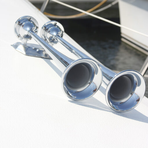 Marinco 24V Chrome Plated Dual Trumpet Air Horn - Image 2