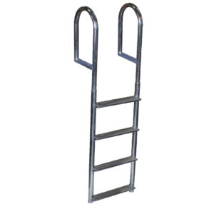 Dock Edge Welded Aluminum Fixed Wide Step Ladder - 4-Step 6 80585XL