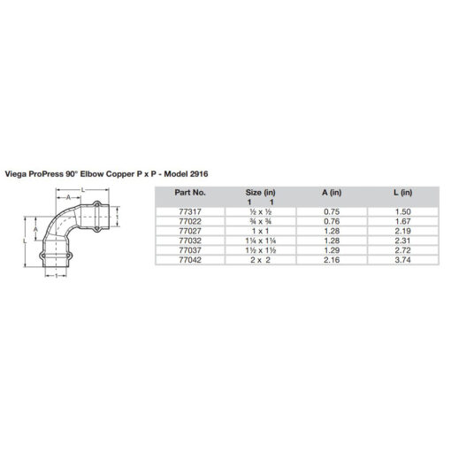 Viega ProPress 2" - 90° Copper Elbow - Double Press Connection - Smart Connect Technology - Image 2