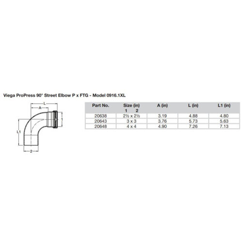 Viega ProPress 2-1/2" - 90° Copper Elbow - Street/Press Connection - Smart Connect Technology - Image 2