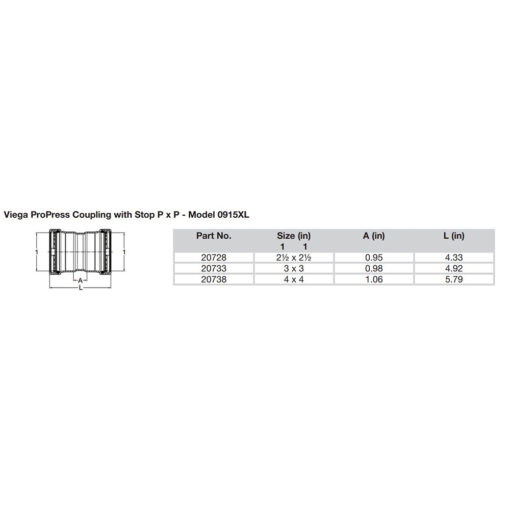 Viega ProPress 2-1/2" Copper Coupling w/Stop Double Press Connection - Smart Connect Technology - Image 2