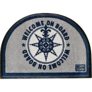 Marine Business Non-Slip WELCOME ON BOARD Half-Moon-Shaped Mat - Blue/Grey 6 89747XL