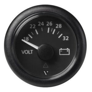 Veratron 52mm (2-1/16") Viewline Voltmeter 18-32V - Black Dial & Bezel 6 90103XL