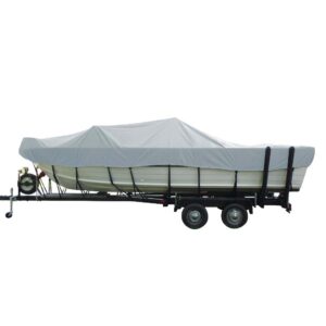 Carver Poly-Flex II Wide Series Styled-to-Fit Boat Cover f/18.5' Aluminum V-Hull Sterndrive Boats with Walk-Thru Windshield - Grey 6 91039XL