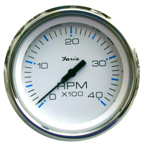 Faria Chesapeake White SS 4" Tachometer - 4000 RPM (Diesel)(Mechanical Takeoff & Var Ratio Alt) 6 54640XL