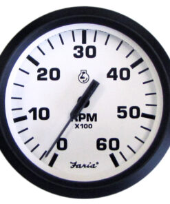 Faria Euro White 4" Tachometer - 6000 RPM (Gas) (Inboard & I/O)