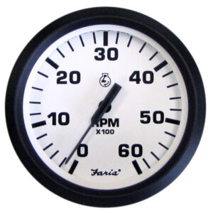Faria Euro White 4" Tachometer - 6000 RPM (Gas) (Inboard & I/O) 6 54700XL