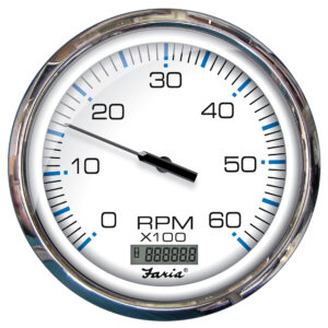 Faria Chesapeake White SS 5" Tachometer w/Digital Hourmeter - 6000 RPM (Gas) (Inboard) 6 75476XL