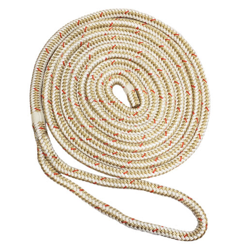 New England Ropes 5/8" Double Braid Dock Line - White/Gold w/Tracer - 40'
