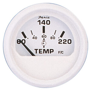 Faria Dress White 2" Cylinder Head Temperature Gauge (60 - 220° F) 6 80131XL