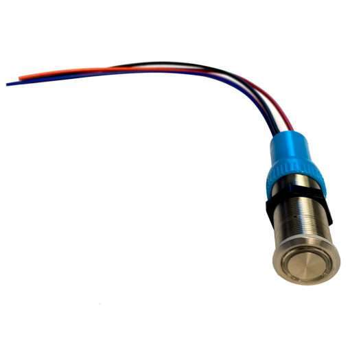 Bluewater 19mm Push Button Switch - Off/(On)/(On) Double Momentary Contact - Blue/Green/Red LED - 4' Lead - Image 2