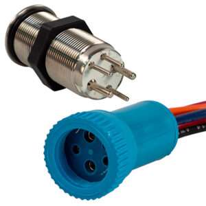 Bluewater 19mm Push Button Switch - Off/(On)/(On) Double Momentary Contact - Blue/Green/Red LED - 4' Lead 8 103074XL