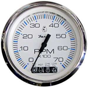 Faria Chesapeake White SS 4" Tachometer w/Systemcheck Indicator - 7000 RPM (Gas) (Johnson/Evinrude Outboard) 6 54644XL