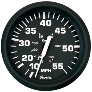 Faria Euro Black 4" Speedometer - 55MPH (Pitot) 6 54688XL