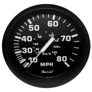 Faria Euro Black 4" Speedometer - 80MPH (Pitot) 6 54689XL