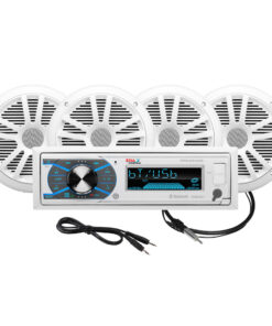 Boss Audio MCK632WB.64 Marine Stereo & 2 Pairs of 6.5" Speaker Kit - White