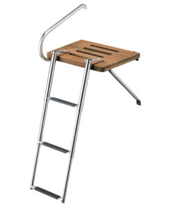Whitecap Teak Swim Platform w/3-Step Telescoping Ladder f/Boats w/Outboard Motors