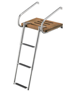 Whitecap Teak Swim Platform w/3-Step Telescoping Ladder f/Boats w/Inboard/Outboard Motors