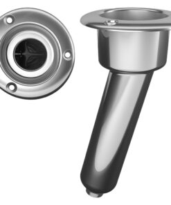 Mate Series Stainless Steel 15° Rod & Cup Holder - Drain - Round Top