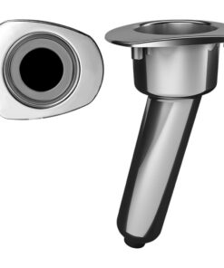 Mate Series Elite Screwless Stainless Steel 15° Rod & Cup Holder - Drain - Oval Top