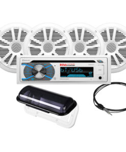 Boss Audio MCK508WB.64S Marine Stereo & 2 Pairs of 6.5" Speaker Kit - White