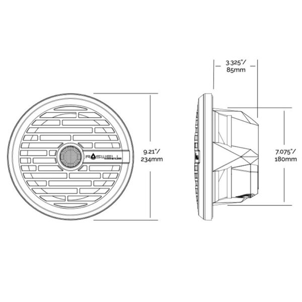 Roswell R1 8” Marine Speakers - Black - 100W RMS & 200W Peak Power - Image 2