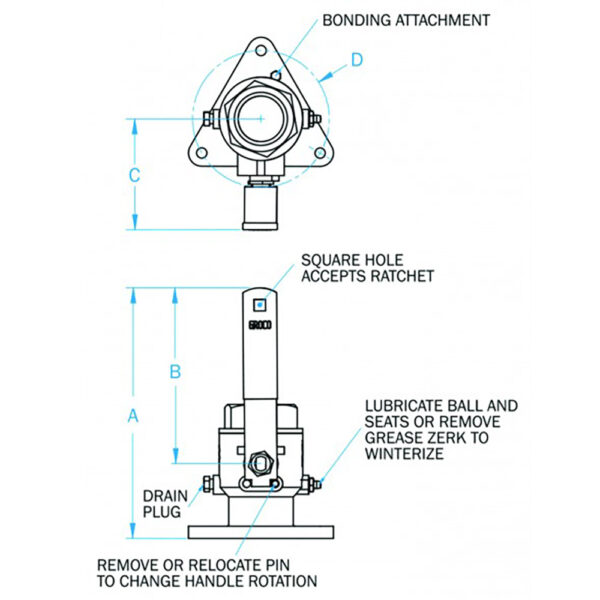 GROCO 2-1/2" Bronze Tri-Flanged Ball Valve/Seacock - Image 2