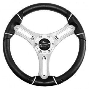 Schmitt Marine Torcello 14" Wheel - 04 Series - Polyurethane Wheel w/Chrome Trim & Cap - Brushed Spokes - 3/4" Tapered Shaft 4 103981XL