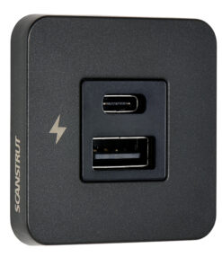 Scanstrut TILE USB-A/USB-C Interior Charging Socket - 12/24V - Black Bezel