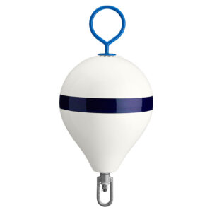 Polyform 13.5" CM Mooring Buoy w/Galvanized Iron - White Blue Stripe 6 36840XL