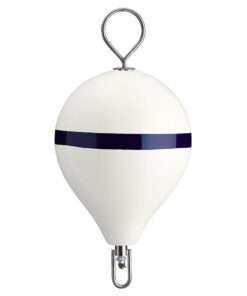 Polyform 17" CM Mooring Buoy w/SS Iron - White Blue Stripe