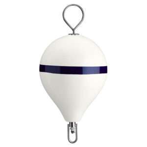 Polyform 17" CM Mooring Buoy w/SS Iron - White Blue Stripe 6 36846XL