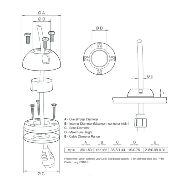 Scanstrut DS16-S Vertical Cable Seal - Stainless Steel - Image 2
