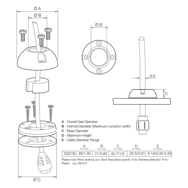 Scanstrut DS21B-S Vertical Cable Seal - Stainless Steel - Image 2