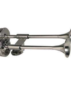Schmitt Marine Deluxe All-Stainless Shorty Dual Trumpet Horn - 12V