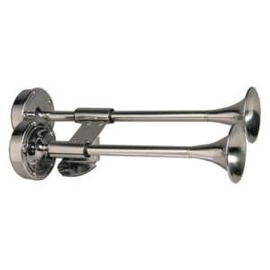 Schmitt Marine Deluxe All-Stainless Shorty Dual Trumpet Horn - 12V 6 41507XL