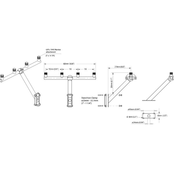 Scanstrut TB-01 T-Bar Mount f/GPS/VHF Antenna - Image 2