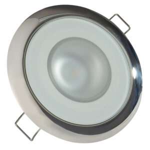 Lumitec Mirage - Flush Mount Down Light - Glass Finish/Polished SS Bezel - 2-Color White/Blue Dimming 6 46562XL