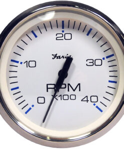 Faria Chesapeake White SS 4" Tachometer - 4000 RPM (Diesel) (Magnetic Pick-Up)