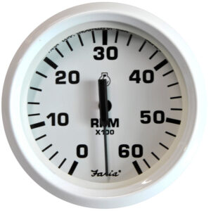 Faria Dress White 4" Tachometer - 6000 RPM (Gas) (Inboard & I/O) 6 54659XL