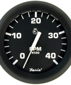 Faria Euro Black 4" Tachometer - 4000 RPM (Diesel) (Mechanical Takeoff)