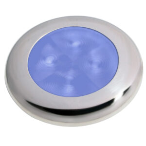 Hella Marine Slim Line LED 'Enhanced Brightness' Round Courtesy Lamp - Blue LED - Stainless Steel Bezel - 12V 8 65443XL