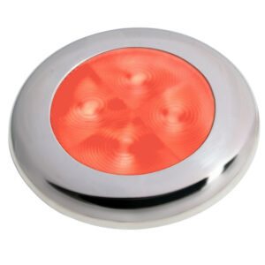 Hella Marine Slim Line LED 'Enhanced Brightness' Round Courtesy Lamp - Red LED - Stainless Steel Bezel - 12V 8 65445XL