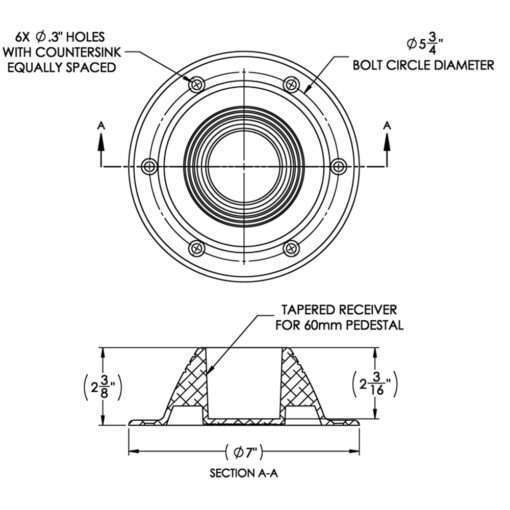 TACO Table Support - Surface Mount - Fits 2-3/8" Pedestals - Image 2